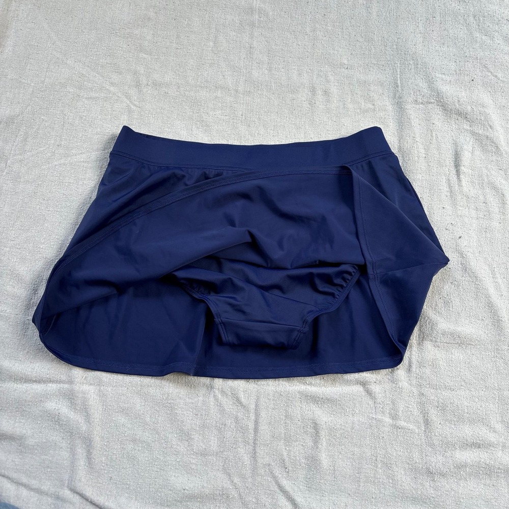 LL Bean Bean Sport Skirted Swim Bottom Navy Blue Swim Skirt SPF NWT - Picture 4 of 6